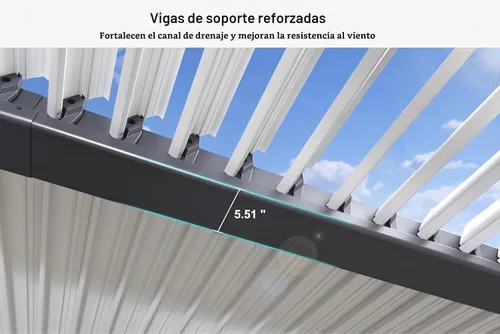 Vista 6 de PURPLE LEAF - Pergola con listones de 11 x 18 pies, marco de aluminio blanco para patios