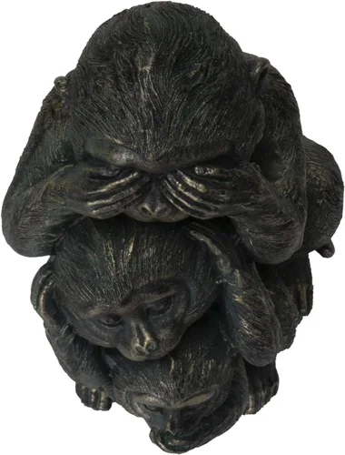 Vista 3 de Pacific Giftware Stacked See No Evil Hear No Evil Speak No Evil Monkeys - Figura de tótem para decoración del hogar y el jardín