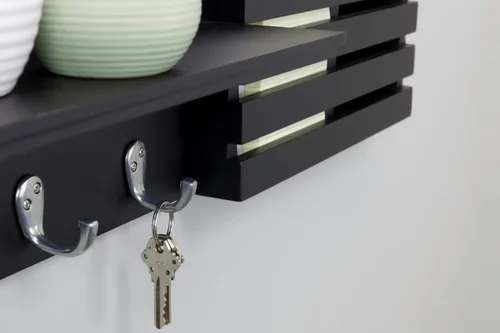 Vista 4 de Estantería de pared y organizador de correo con 3 ganchos NeXXt Sydney Negro