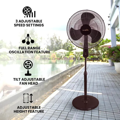 Vista 2 de HomePointe FS40-19MB Ventilador Oscilante de Soporte, Negro, 16 In. - Cantidad 1