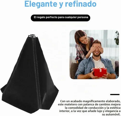 Vista 4 de Funda para pomo de cambios de coche, cubierta para pomo de cambios para protección, funda para palanca de cambios de cuero manual/automático Negro