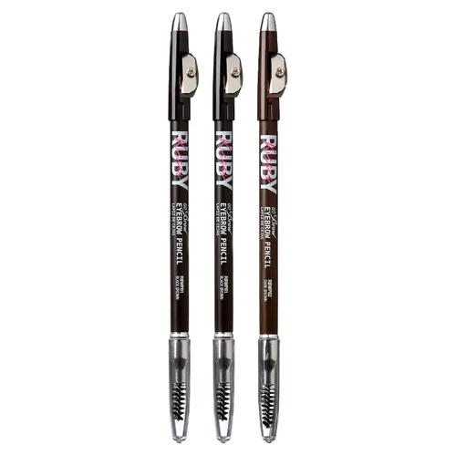 Vista 13 de Ruby Kisses GoBrow - Lápiz de cejas, afilable, de larga duración, lápiz de madera para cejas de aspecto natural, paquete de 3 unidades (negro marrón)