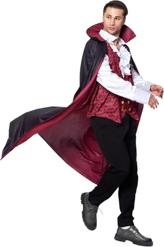 Vista 4 de Disfraz de vampiro para hombre, disfraz de Halloween con dientes, capa de dientes, eventos, juego de rol, cosplay
