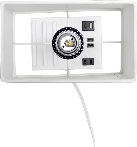 Vista 9 de Simple Designs LT1110-WOW - Lámpara de escritorio rectangular moderna de 15.3 pulgadas de alto con 2 puertos USB y salida de carga con pantalla