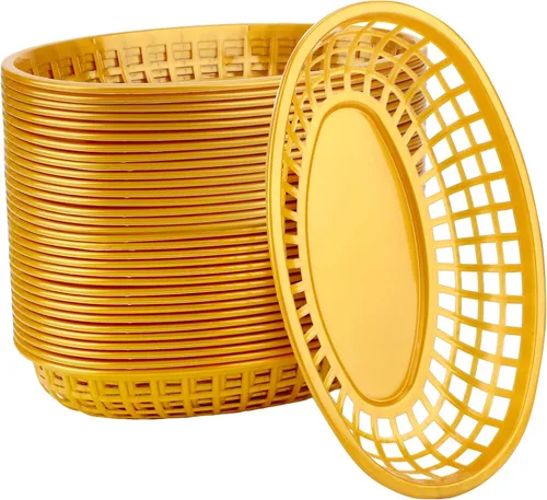 Vista 14 de EUSOAR Bandejas de plástico para servir, 6 cestas de alimentos de 9.4 x 5.9 pulgadas para servir, cestas de pan reutilizables para suministros