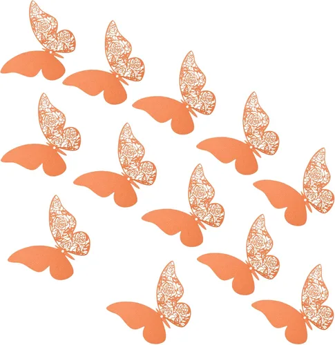 Vista 9 de 12 calcomanías de pared de mariposa 3D, decoración de pared de bricolaje, mariposas de papel extraíbles, decoración de dormitorio de niños y boda