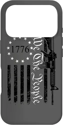 Vista 30 de iPhone 16 We The People - Funda patriótica con la bandera de Estados Unidos AR15 Pro Guns