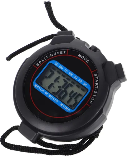 Vista 9 de Cronómetro deportivo digital con alarma de fecha, temporizador de alta precisión para natación, correr, yoga, cronómetro negro para entrenadores