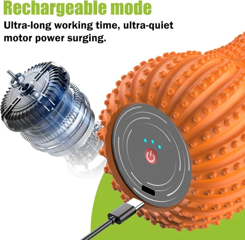 Vista 5 de Rodillo eléctrico portátil de masaje muscular, 6 niveles de vibración para alivio profundo del tejido, masajeador de mano para fascitis plantar