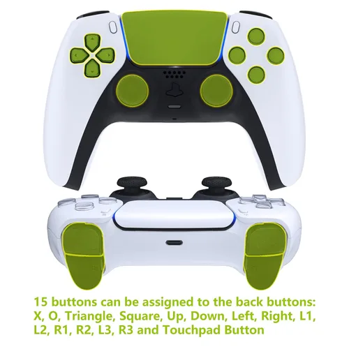 Vista 5 de eXtremeRate Black Rubberized Grip Programable RISE4 Remap Kit for PS5 Controller BDM-030 040, Upgrade Board & Redesigned White Back Shell & 4 Back