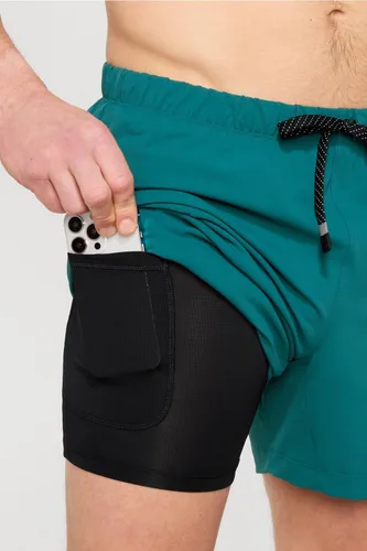Vista 35 de Fabletics The One - Pantalón corto para hombre (forro), entrenamiento, natación, ligero, de secado rápido, bolsillo con cremallera, tejido elástico