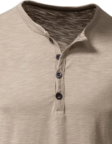 Vista 4 de LucMatton Camisa casual de manga corta para hombre, estilo Henley con 4 botones