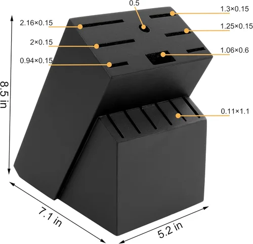 Vista 6 de RedCall Soporte Universal para Cuchillos, Bloque de Cuchillos de Madera Bambú Grande sin Cuchillos, Soporte Universal para Cuchillos de 14 Ranuras