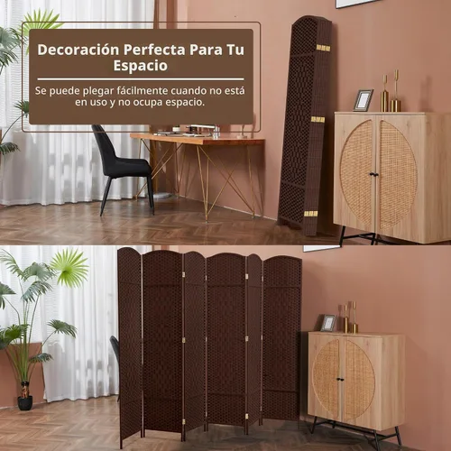 Vista 4 de Duraspace Divisor de habitación de 6 paneles de 6 pies de alto, fibra de tejido independiente, doble bisagra, pantalla plegable extra ancha