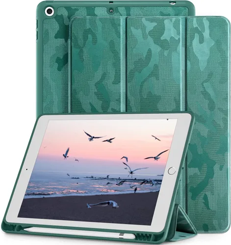 Vista 12 de Funda compatible con iPad de 9ª/8ª/7ª generación, para iPad de 10.2 pulgadas con soporte para lápiz, funda inteligente con soporte de TPU