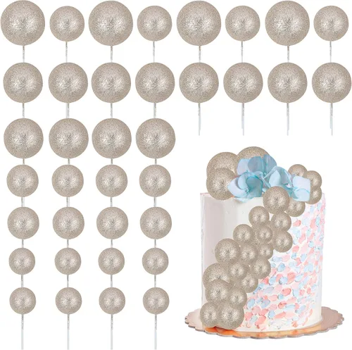 Vista 36 de 30 piezas de mini globo para decoración de tartas, bolas de espuma con purpurina, bolas de perlas de imitación, decoración para tartas, decoración