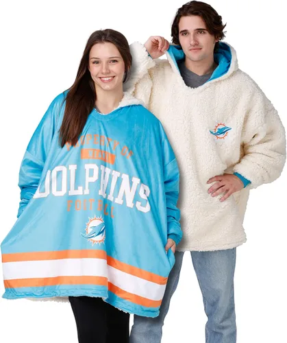 Vista 20 de FOCO Nfl Team Logo Reversible Oversized Sherpa Hoodie Sweatshirt Hoodeez