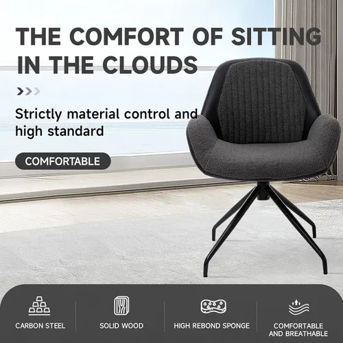 Vista 4 de Sillas de Comedor Modernas Sillas de Comedor Modernas 6 Sillas de Comedor Cuero Negro Moderno