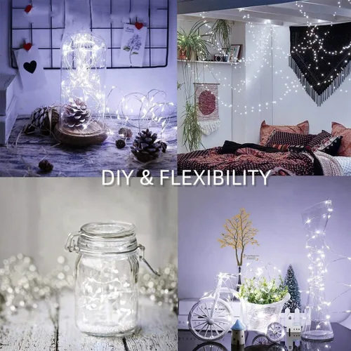 Vista 6 de QITONG Paquete de 2 luces solares de PVC mejoradas, color blanco, cada cadena de 100 luces LED de 33 pies para exteriores, impermeable, 8 modos
