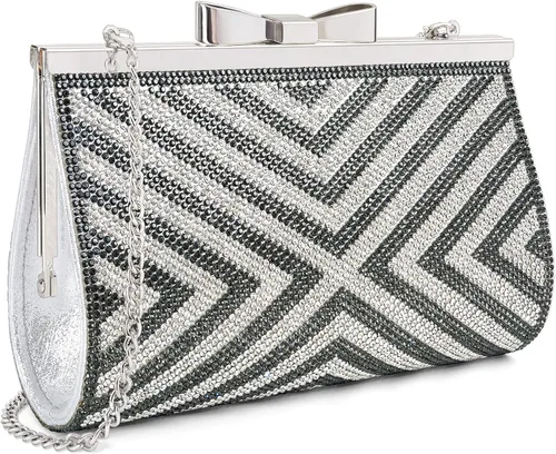 Vista 11 de Bolso de mano de noche para cóctel, baile de graduación, cristales brillantes con diamantes de imitación para novia y dama de honor, boda, fiesta