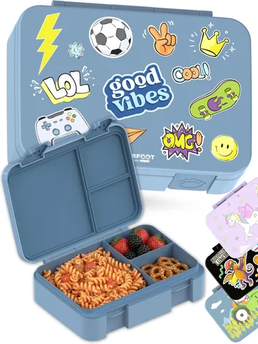 Vista 27 de BEARFOOT Lonchera infantil con compartimentos – Compacta y ligera A prueba de fugas, sin BPA, apta para lavavajillas Diseño dibujado a mano