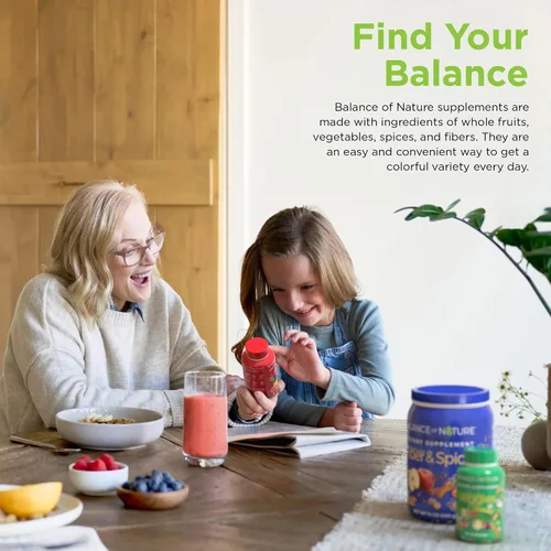 Vista 5 de Balance of Nature Whole Health System - Frutas y verduras integrales y suplementos de fibra y especias - 30 porciones cada una