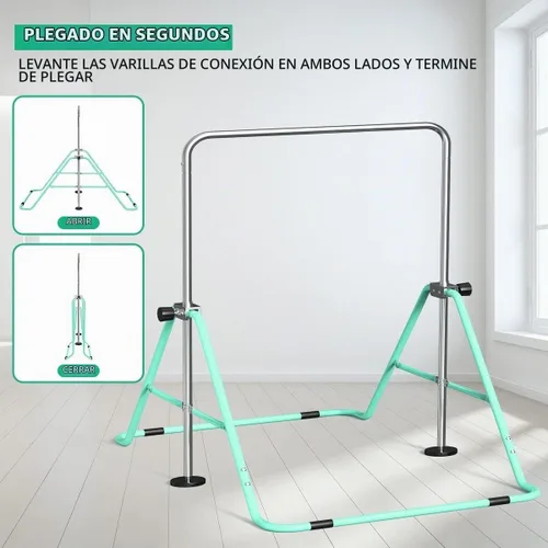 Vista 3 de FBSPORT Gymnastics Bar for Kids Adjustable Height Gymnastic Horizontal Bar Verde