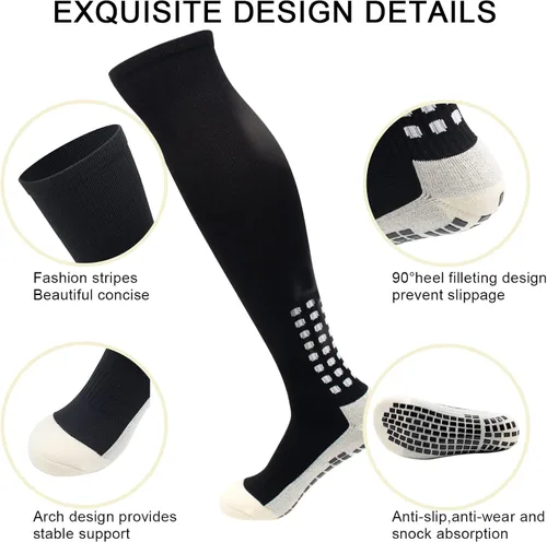 Vista 3 de Calcetines de fútbol para hombre antideslizantes para la rodilla antideslizantes para fútbol baloncesto deportes agarre 3 pares