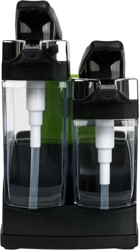 Vista 5 de Casabella Sider Duo - Dispensadores de jabón para fregadero con esponja, negro y cromado