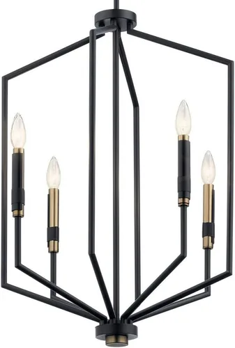 Vista 4 de Kichler Armand - Colgante de vestíbulo de 27 pulgadas con 4 luces en acabado negro y bronce