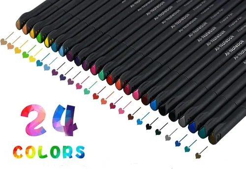 Vista 4 de ai-natebok Fineliner - Juego de bolígrafos de color de punta fina de 0.015 in, bolígrafos de dibujo porosos, suministros de diario, perfecto