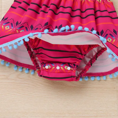 Vista 5 de IBTOM CASTLE Traje de fiesta tradicional mexicana para niña con falda bordada para pañales, ropa para sesión de fotos