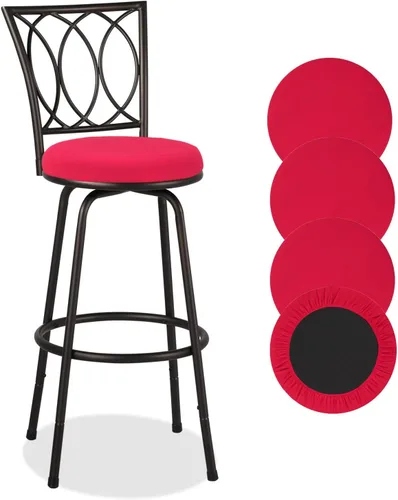 Vista 12 de Deisy Dee 4 fundas de asiento redondas para taburetes de bar, fundas elásticas para sillas redondas de 13 a 16 pulgadas (negro)