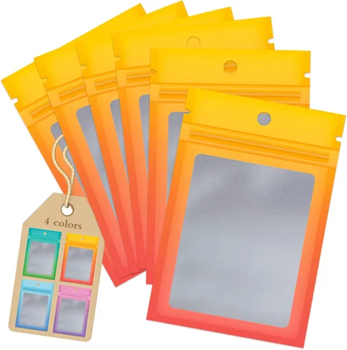 Vista 2 de Funfery Paquete de 100 bolsas resellables de Mylar transparentes, bolsas de embalaje degradadas para almacenamiento de alimentos, pequeñas empresas