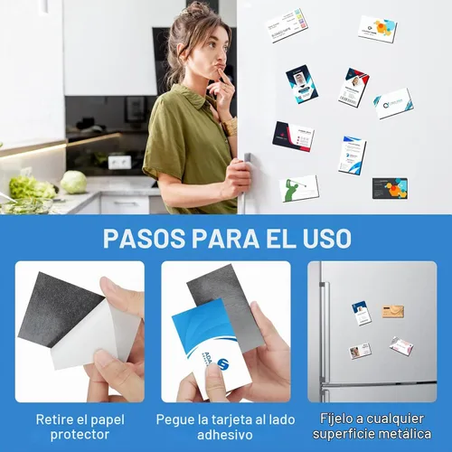 Vista 5 de MaxGear Paquete de 50 imanes para tarjetas de visita para despegar y pegar