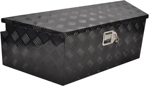 Vista 2 de suntonmoto Caja de herramientas de aluminio de 39 pulgadas de ancho con cerradura y llaves, organizador de almacenamiento impermeable para camión