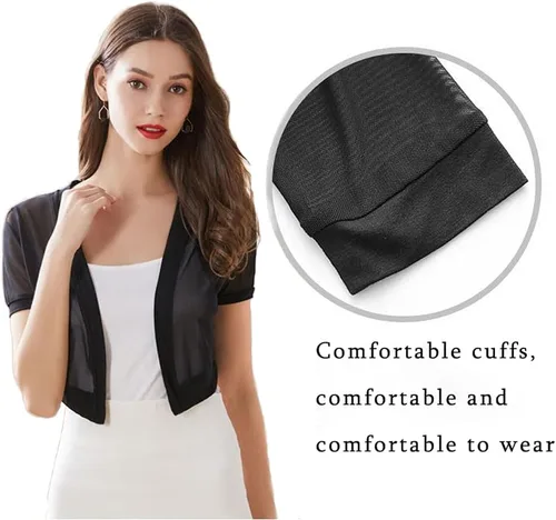 Vista 3 de Chal de gasa de moda para mujer, chaqueta de bolero, cárdigan