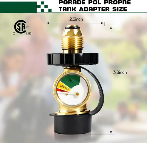 Vista 7 de Adaptador de tanque de propano de 100 libras con calibre, calibre de propano para tanque de propano de 100 libras, adaptador de tanque de propano