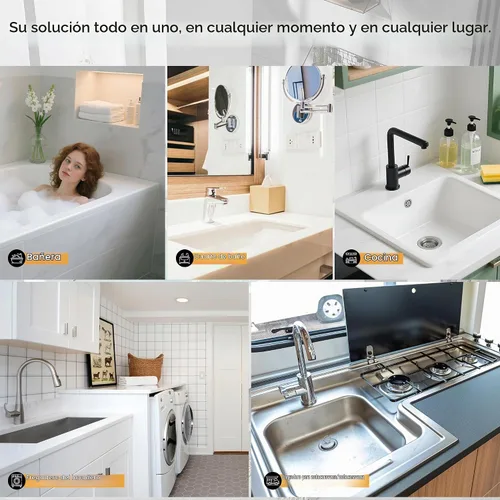 Vista 6 de Mofason - Protector de silicona para ducha, protector de agua para esquina de bañera, paquete de 2 Transparente