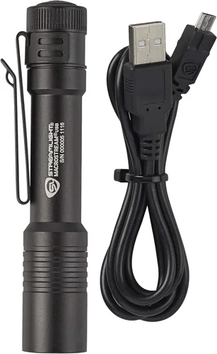 Vista 3 de Streamlight 66320 MacroStream USB - Linterna LED recargable de 500 lúmenes y 2000 candelas, compacta EDC con cable USB, color negro