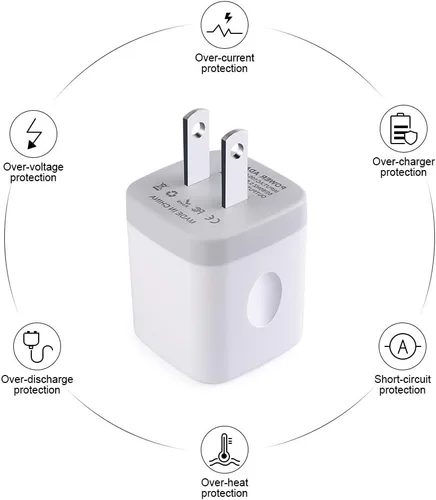 Vista 2 de Cargador de pared USB de un solo puerto, adaptador de corriente GiGreen 1A/5V, paquete de 5 bloques de carga, caja de enchufe compatible