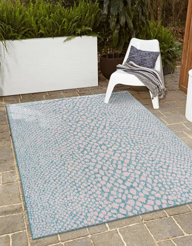Vista 20 de Unique Loom Outdoor Collection Alfombra de área - Ciudad del Cabo (2' 2' x 3' 1' Rectángulo, Azul/Oliva)