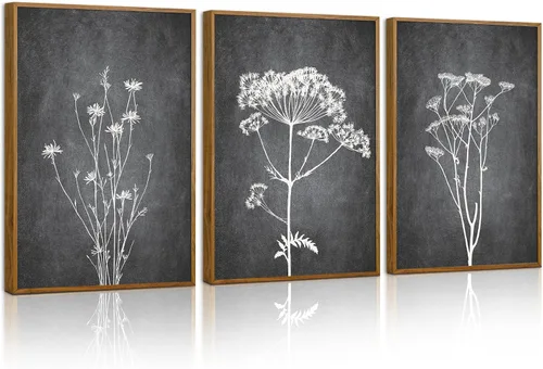 Vista 16 de Tinonedraw Arte de Pared en Lienzo Enmarcado de Paisaje de Montaña Beige, Decoración de Pared Moderna Abstracta de Mediados de Siglo, Arte de Lago