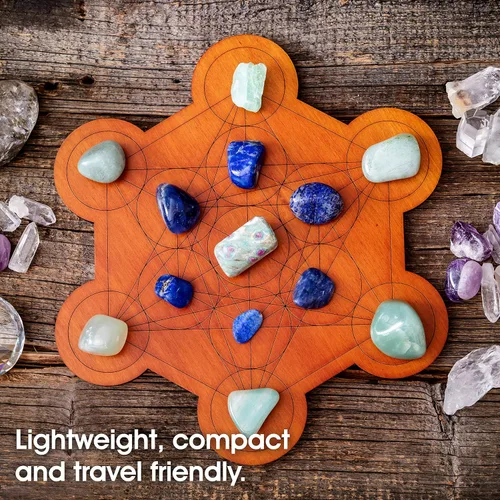 Vista 6 de Tablero de rejilla de cristal para piedras, cubo de Metatrón de 10 pulgadas de diámetro, tablero de geometría sagrada, amplifica el poder de tus