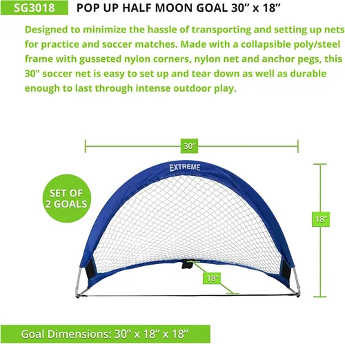 Vista 2 de Champion Sports Portable Pop-Up Soccer Goals (Set of 2) – Durable Folding Nets for Training, Backyard Games & Practice, Multiple Sizes