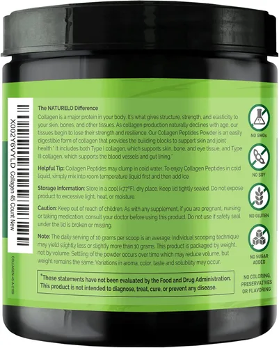 Vista 4 de NATURELO Whole Food Beauty Multivitamínico, 60 unidades de péptido de colágeno en polvo, 45 porciones