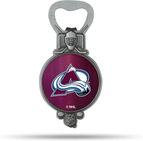 Vista 6 de Rico Industries NHL - Abrebotellas magnético de hockey, acero inoxidable, imán fuerte para exhibir en el refrigerador