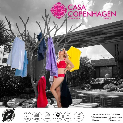 Vista 3 de CASA COPENHAGEN Bella - Juego de toallas de 6 piezas, color gris a rayas, 21.16 oz/m², 2 toallas de baño, 2 toallas de mano y 2 toallas pequeñas