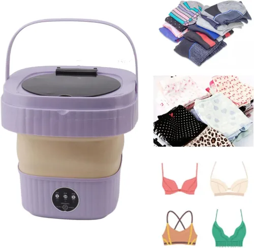 Vista 7 de Septpenta Lavadora portátil, mini lavadora, gran capacidad de 6 litros, plegable, limpieza profunda de ropa interior, ropa de bebé y otras prendas