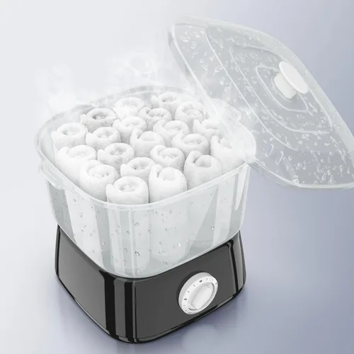 Vista 5 de Calentador de toallas calientes, vaporizador de toallas de calentamiento rápido para tratamientos faciales puede contener 12 mini toallas húmedas